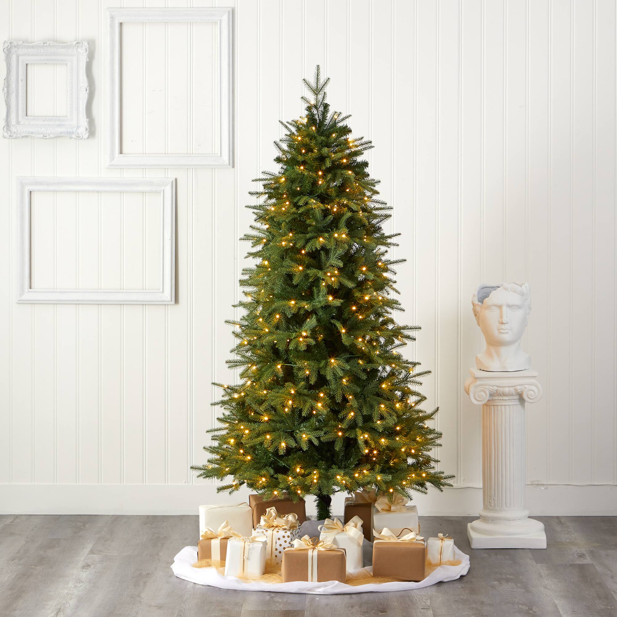 6ft. Pre-Lit Vancouver Fir Natural Look Artificial Christmas Tree, Clear LED Lights